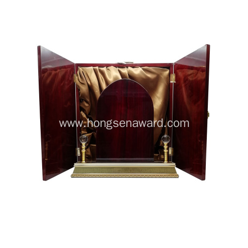 dubai shield wooden metal award trophy with  gift box